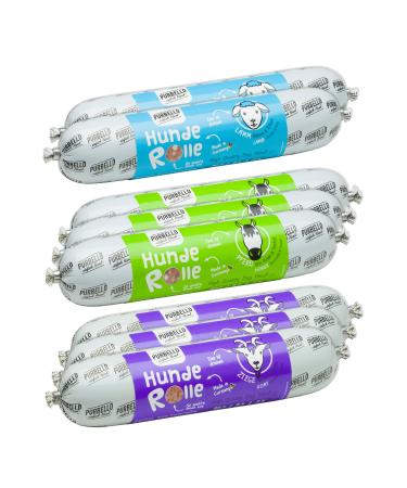 PURBELLO Wet Dog Food 3 Rolls 3 Horses 3 Goats 2 Lambs Monoprotein Dog Food High Meat Sausage Cut Resistant Dog Food