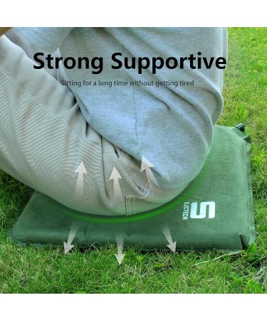 SJC Suede Inflatable Seat Cushion - Portable & Comfortable Stadium Cushion in Army Green - Buy Online on GoSupps.com
