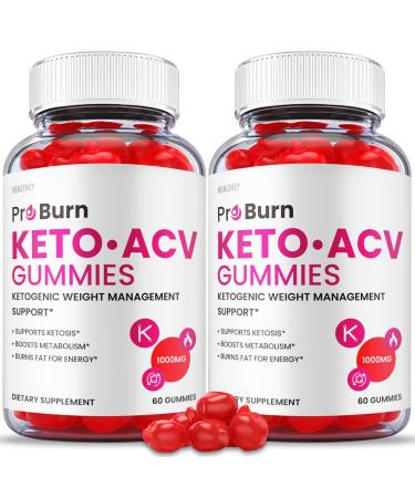 (2 Pack) Pro Burn Keto Gummies - Official Formula Vegan - Pro Burn Keto ACV Gummies Pro Burn Keto Plus ACV Gummy S Pro Burn ACV Gummies Apple Cider Vinegar Vitamin B12 Beet Root (120 Gummies)
