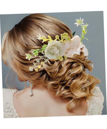 Angoily Rose Hair Comb Bridal Accessories Wedding Headpiece Prom Hair Clips Hair Accessory for Women Flower Headpiece Tiara Hair Combs for Wedding Silk Cloth Hairpin Bride Pink - Buy Online on GoSupps.com