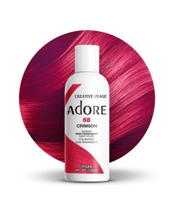 Adore Semi Permanent Hair Color - Vegan and Cruelty-Free Hair Dye - 4 Fl Oz - 068 Crimson (Pack of 1) 068 Crimson 4 Fl Oz (Pack of 1)
