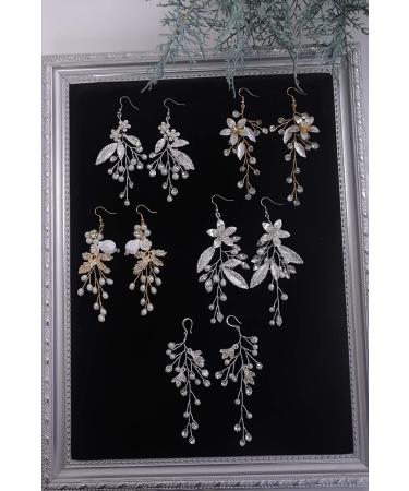Denifery Handmade Flower Chandelier Earrings - Bridal Pearl & Rhinestone Dangle Jewelry for Weddings & Daily Wear - Buy Online on GoSupps.com