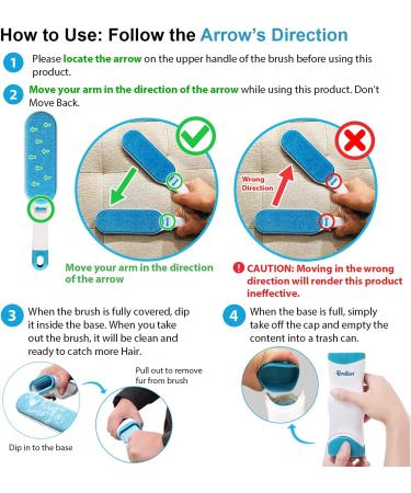 Pet Hair Remover Brush - Effective Dog Hair Removal Tool for Clothes & Furniture - Blue - Buy Online on GoSupps.com