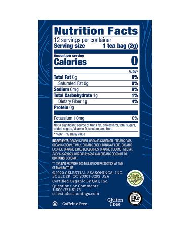 Celestial Seasonings Gut Health Tea - Organic Cinnamon Oat, Caffeine-Free, 12 Bags - Buy Online on GoSupps.com