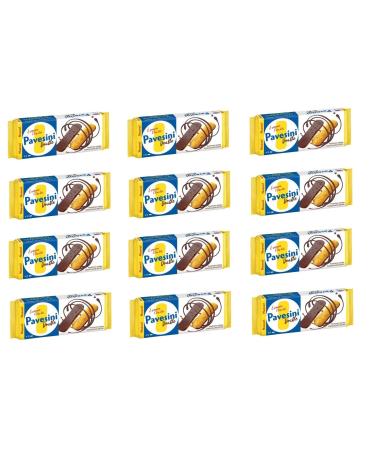 Pavesi Barilla Pavesi Pavesini Pack of 12 Double Egg Biscuits with Dark Chocolate Base 60g Italian Biscuits