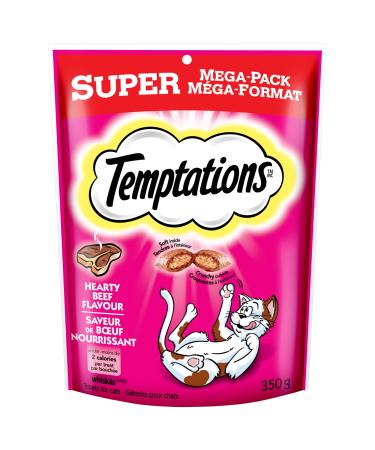 Temptations Adult Cat Treats Hearty Beef Flavour 350g Pouch 350 g (Pack of 1) Beef Cat Treats