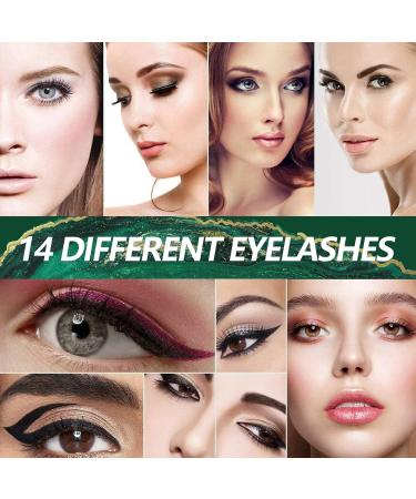 Magnetic Eyelashes with Eyeliner - 14 Pairs 3D Reusable False Lashes for Stunning Makeup | Natural Look & Long-Lasting Thickness (SET B) - Buy Online on GoSupps.com