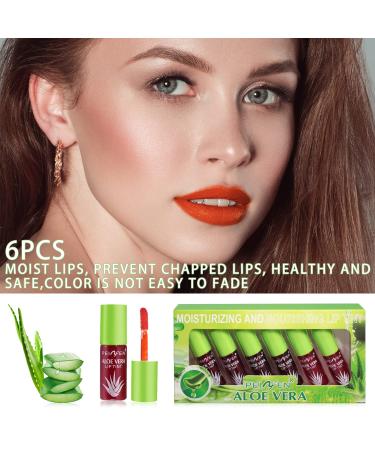 6 PCS Aloe Vera Lip Tint Stain Set - Moisturizing Waterproof Mini Liquid Lipstick | Long-lasting Korean Matte Lip Tint | Non-Sticky Plump Lip Gloss - LemonSac Velvet Lip Stain | Tinta De Labios - Buy Online on GoSupps.com