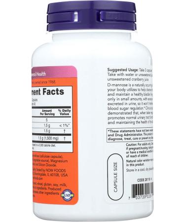 Now Foods D-Mannose 500 mg - 120 Veg Capsules for Urinary Health - Buy Online on GoSupps.com