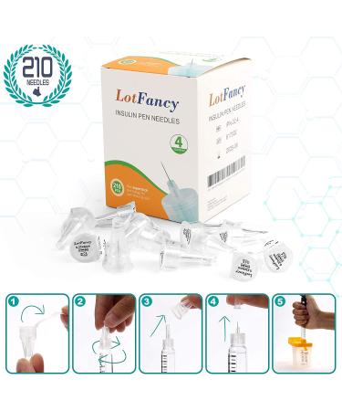 LotFancy Insulin Pen Needles 210 Pack - 4mm x 32G - Diabetic Pen Needles for Insulin Injections - Buy Online on GoSupps.com