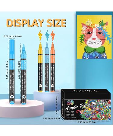 RESTLY Acrylic Paint Pens - 60 Colors, 0.7mm Extra Fine Marker for Canvas, Rock, Wood, Glass, Metal, Ceramic & Stone - Buy Online on GoSupps.com