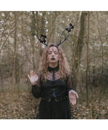Lurrose Christmas Branch Antler Headband Butterfly Forest Animal Hair Band Reindeer Branch Hair Bands for Xmas Party Photo Props Black - Buy Online on GoSupps.com