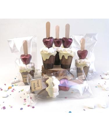 Belgian Hot Chocolate Stirrers Spoons Sticks set with Marshmallow & Heart Handmade Individually wrapped (3) - Buy Online on GoSupps.com