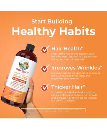 MaryRuth Organics Liquid Multivitamin + LustrivaÂ® Hair Growth Vitamins - Peach Mango - 30 Fl Oz. - Buy Online on GoSupps.com