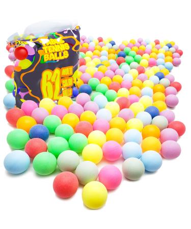 62 Pack Ping Pong Balls Plastic Table Tennis Ball Ideal for Beginner Craft Party School Activities Family Games, Pets Cat Dog - Not Suitable for Pro Players