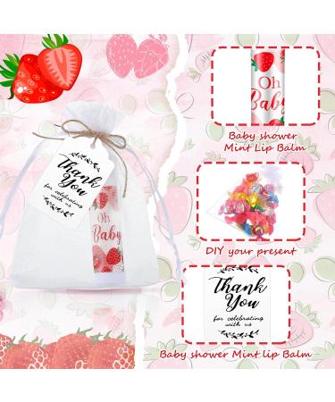 Dansib 50 Sets Baby Shower Favors Lip Balm with Organza Gift Bags strawberry Lip Balm Thank Card Tags for Gender Reveal Lipstick Baby Shower Basket Gift Stuffers Birthday Party Supplies - Buy Online on GoSupps.com