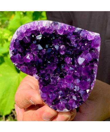 240g Natural Heart Shaped Amethyst Gemstone Quartz Cluster Crystal Specimen Beautiful Crystal Home Goods - Buy Online on GoSupps.com