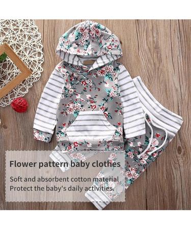 TMEOG Baby Hooded Sweatshirt and Pants Set - Grey Floral | 6-12 Months - Buy Online on GoSupps.com