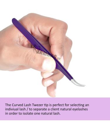ZAMAHA UK Lash Extension Tweezers | Japanese Stainless Steel | Boot Shape Curved | 3D 4D 6D Angled Tip | Purple Precision Tools | Pack of 2 - Buy Online on GoSupps.com