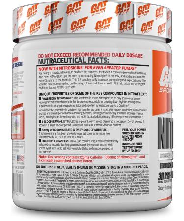 GAT Sport Nitraflex Advanced Pre-Workout Powder - Blood Orange | Boosts Strength, Energy & Performance | Creatine-Free | 30 Servings - Buy Online on GoSupps.com