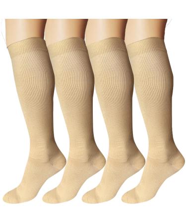 Ddobb 4 couple compression stockings women and men support stockings compression socks support socks travel socks for flight sport running cycling xxl skin color*4