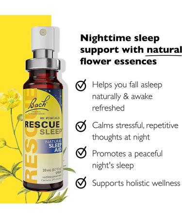 Bach RESCUE SLEEP Spray 20mL - Natural Sleep Aid & Stress Relief | Homeopathic Flower Remedy - Vegan & Gluten-Free - Buy Online on GoSupps.com