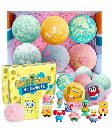 Bath Bombs for Kids with Surprise Inside: Supbec XXL Organic Bath Bombs Gift Set Rich in Natural Essential Oils  Square-bob Bath Bombs for Dry Skin Moisturize  Gifts for Kids Boys Girls(6 Pcs  5 OZ)