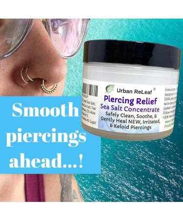 Urban ReLeaf Piercing Relief Sea Salt Concentrate - Set of 2 | Aftercare Clean, Soak, Heal Keloid Bump Piercings | Tea Tree & Non-iodized Sea Salt | Makes 90 Cups - Buy Online on GoSupps.com