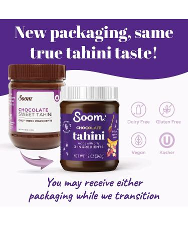 Soom Foods Pure Ground Sesame Tahini Paste Sampler - Single-Source Sesame Tahini & Chocolate Halva Spread - 11oz & 12oz - Silky Smooth Texture for Hummus, Dips, Dressings, Baked Goods - Vegan - Buy Online on GoSupps.com