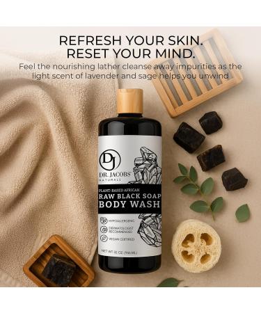 Dr Jacobs Naturals Authentic African Raw Black Soap, All-In-One Cleanser for Face Wash, Sensitive Skin Body Wash, Shampoo, Shaving Soap | Shea Butter Moisturizing and Nourishing Formula | 16oz 1pk - Buy Online on GoSupps.com