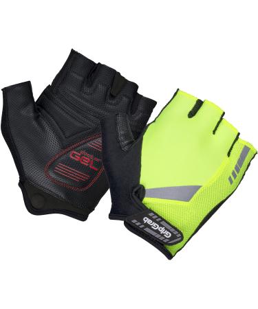 Gripgrab ProGel 4mm Doctorgel upholstery short finger bicycle gloves padded fingerless summer cycling gloves l yellow hi-vis