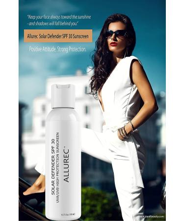 ALLUREC SPF 30 Solar Defender: High Protection Sunscreen Lotion for Face & Body - Waterproof, Unscented, Non-Greasy - For Women, Men, Kids & Sensitive Skin - Buy Online on GoSupps.com