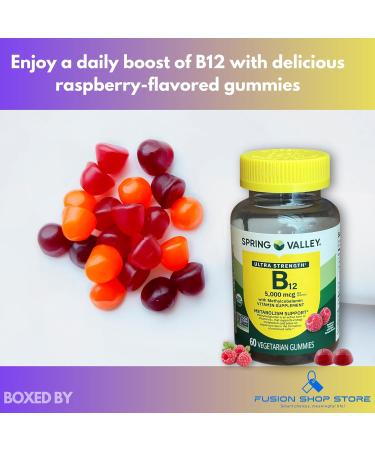 B12 5000 mcg-Vitamin Gummies Ultra Strength Methylcobalamin 60ct (Pack of 1) Boxed by Fusion Shop Store - Buy Online on GoSupps.com