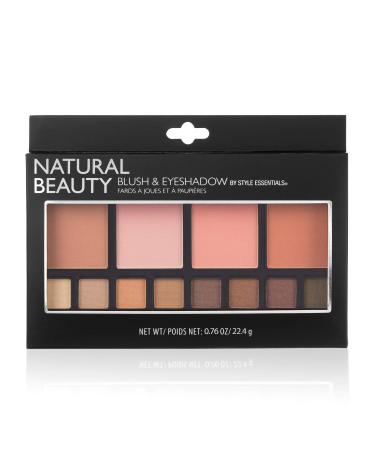 Style Essentials Women's Cosmetics NATURAL BEAUTY Blush and Eyeshadow Palette - 12 Shades Shimmer and Matte Finishes