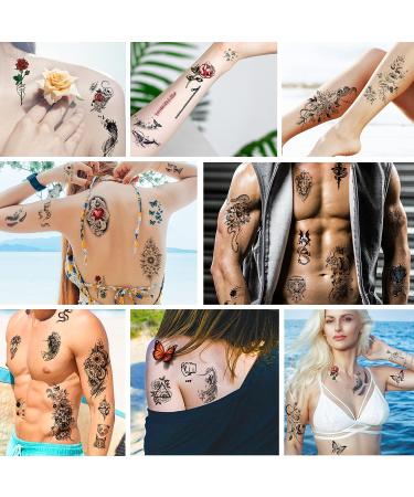 60 Sheets Temporary Tattoos for Women Men - Realistic Flower Snake Waterproof 3D Black Tattoo Stickers - Long Lasting Body Art for Adults Teens Party Bar - Buy Online on GoSupps.com