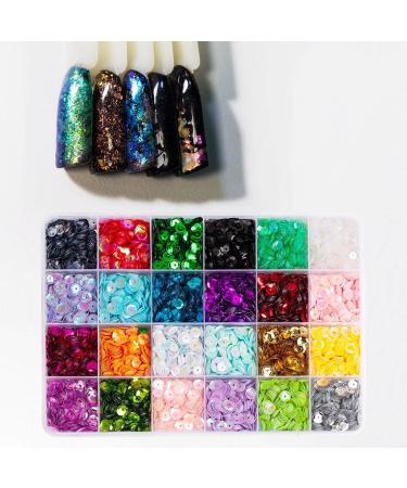 Harilla Nail Art Sequins Manicure Nail Glitter for Women Girls Sequins Beads 24 Grids Nail Decals for Nails Tools Jewelry Making - Buy Online on GoSupps.com