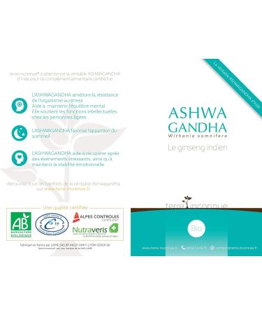 Ashwagandha Organic Terre Inconnue 60 Vegetable Capsules of 330 mg Pure Withania Somnifera Powder from India - Buy Online on GoSupps.com