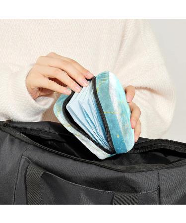 Blue-Green Gold Liquid Marble Sanitary Napkin Storage Bag | Portable Period & Menstrual Cup Holder for Women & Teen Girls - Buy Online on GoSupps.com