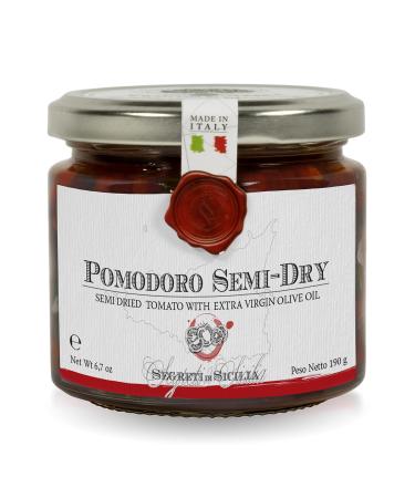 Frantoi Cutrera - Pomodorino Semi Secco - Semi-Dried Cherry Tomatoes in Extra Virgin Olive Oil, Product of Italy, 6.7oz Semi-Dried 6.7 Ounce (Pack of 1)