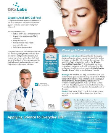 Glycolic Acid 30% Gel Peel with Chamomile and Green Tea - Professional Grade Chemical Face Peel for Acne Scars, Wrinkles & Fine Lines - 1 fl oz - Buy Online on GoSupps.com
