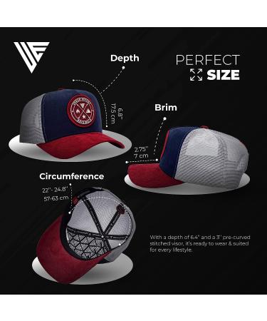 Urban Effort Mesh Back Cap - Unisex 5-Panel Trucker Hat with Snapback Closure in Blue/Wine - Buy Online on GoSupps.com