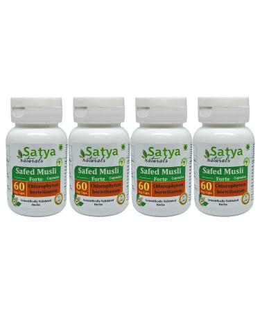 Safed Musli Capsule 500 mg. 60 Count (Chlorophytum arundinaceum) (Pack of 4)