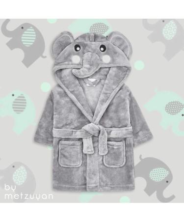 Metzuyan Baby 18-24 Months Elephant Plush Fleece Dressing Gown - Unisex Animal Themed Robe - Buy Online on GoSupps.com