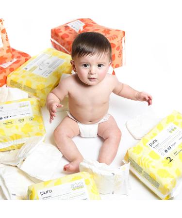 Pura Eco-Diapers Size 5 (11-25 kg) - 125 Organic Cotton Diapers EU Ecolabel Certified Odorless & 12 Hours Protection for Sensitive Skin - Monthly Box - Buy Online on GoSupps.com