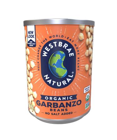 Westbrae Natural Organic Garbanzo Beans, No Salt Added, 25 Oz (Pack of 12)
