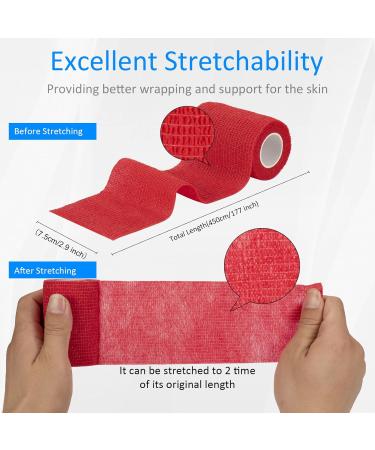 Buy Legal Self-Adhesive Bandage 7.5cm x 4.5m - 6 Rolls for First Aid Dog Veterinary Wrap & Sports Use | Red Elastic Cohesive Bandage - Buy Online on GoSupps.com