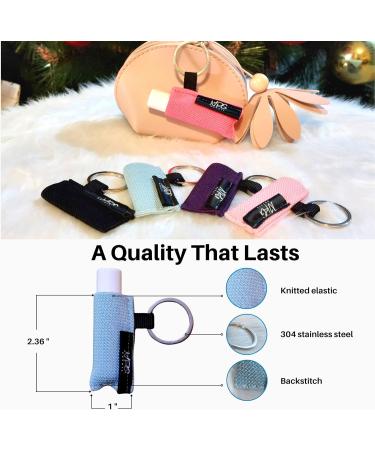 Buy 5pcs Chapstick Holder Pouch | Lip Balm Keychain Holder | Elastic Clip-On Sleeve in Black Violet Light Blue Pink & Light Pink Perfect for Lipstick Storage - Buy Online on GoSupps.com