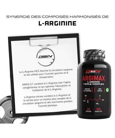 ARGIMAX - L-Arginine Triple Complex - 6600 mg per daily serving - Premium: AAKG Complex L-Arginine HCL & Arginine Nitrate - 180 capsules - High dosed - Vegan - Buy Online on GoSupps.com