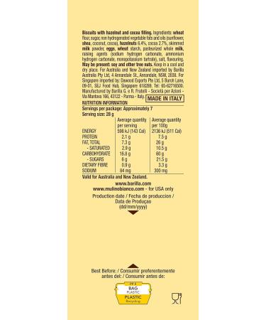 Mulino Bianco Baiocchi Biscuits with Hazelnut 200 g Golden Brown - Buy Online on GoSupps.com