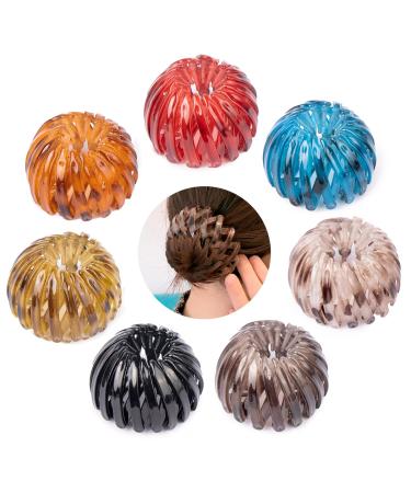 AUEAR 7 Pack Bird Nest Magic Hair Bun Clip Expandable Ponytail Hairpin Curling Clips Hair Claw Clamps Makers for Women Girls Thin Hair 7 Pack Style A